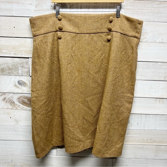 ModCloth Timeless Elements High Waisted Wool Skirt Womens‎ 24 Herringbone Lined - Picture 1 of 10